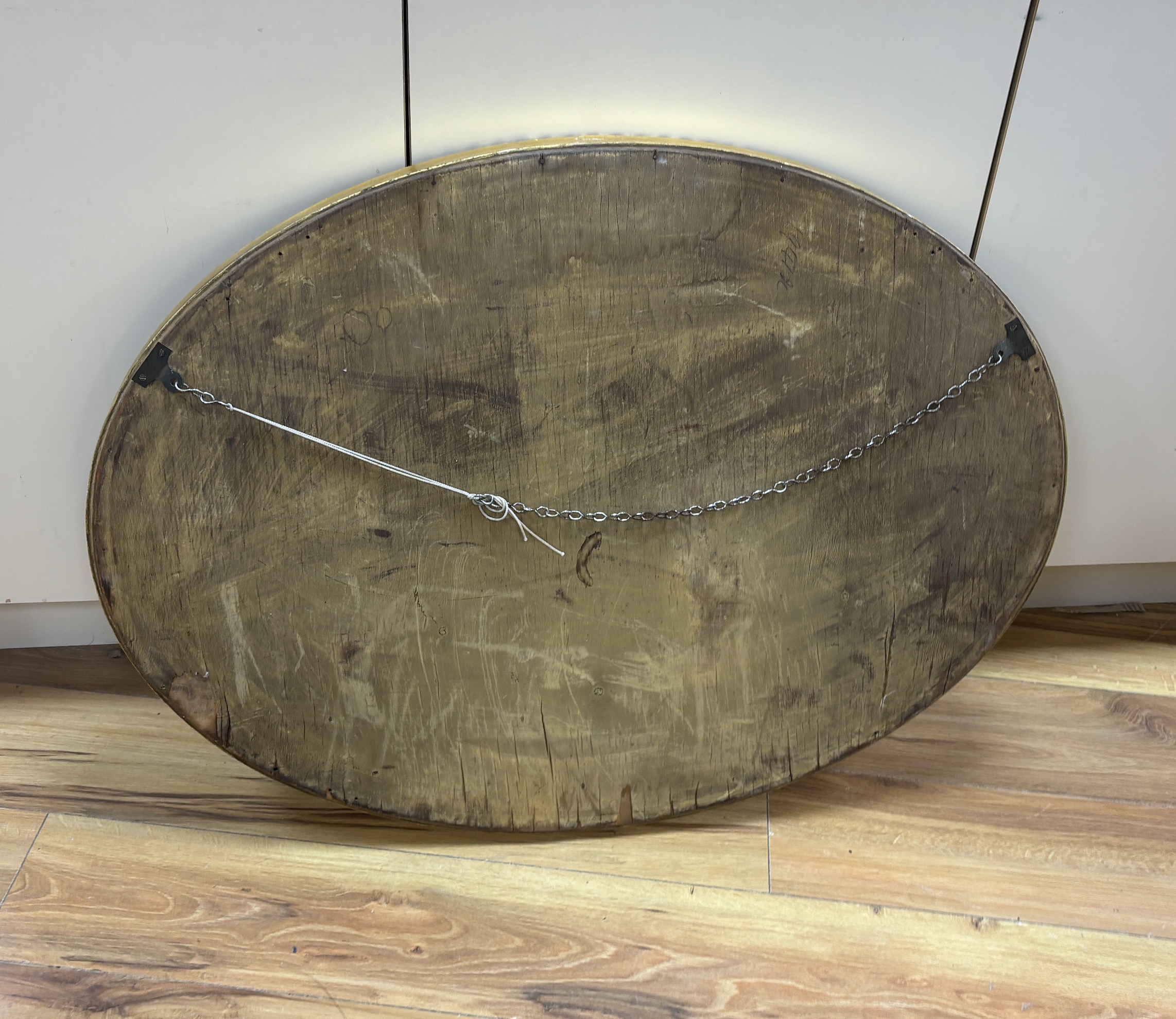 An oval marginal plate wall mirror, width 86cm, height 66cm